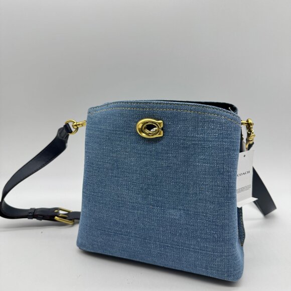 COACH Willow denim small bucket shoulder crossbody bag - BLUE - Picture 8 of 14